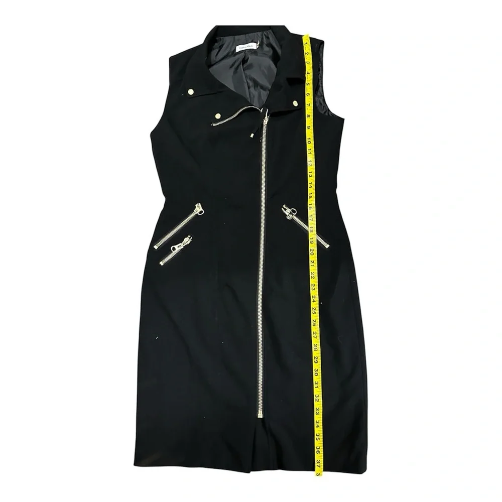 Calvin Klein Black Midi Dress with Gold Zippers - Picture 3 of 7